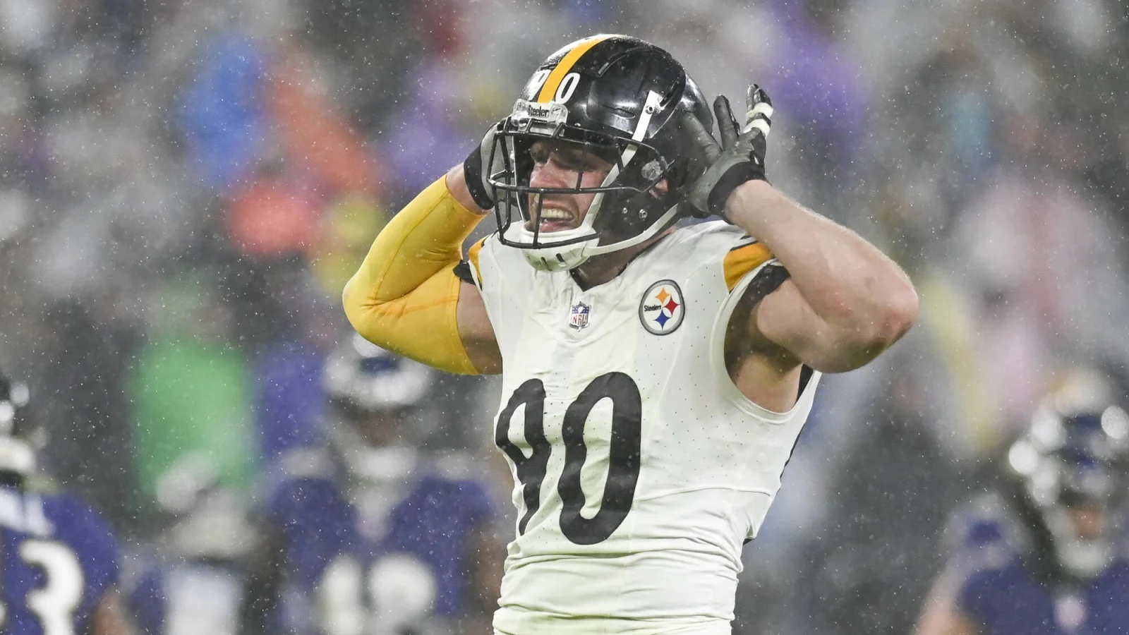 NFL sack leader T.J. Watt leaves the game with a knee injury....